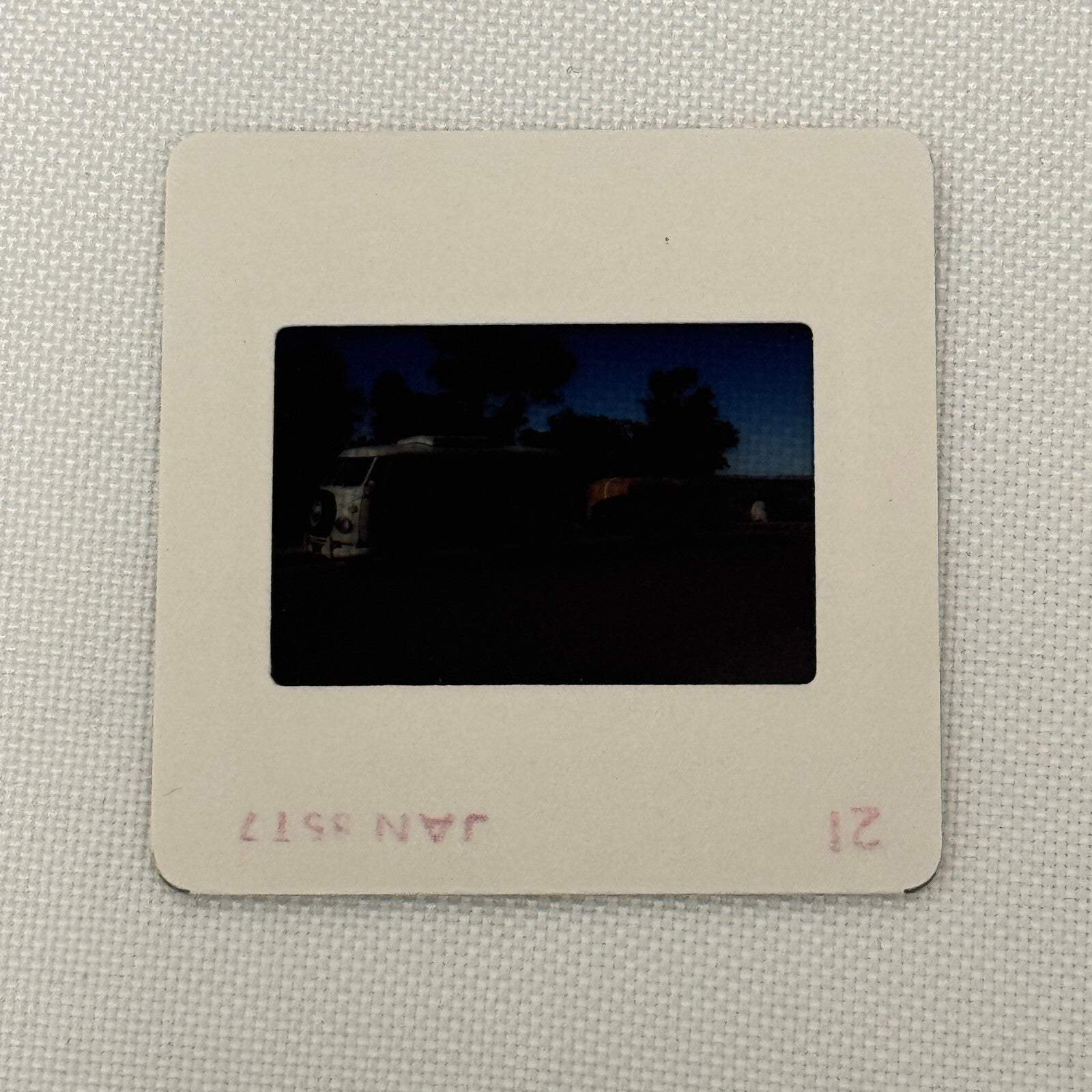 35MM Vintage Photo Slide Volkswagen VW Bus Van Camper with Trailer