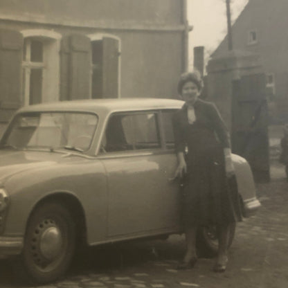 Vintage Photo Photograph Snapshot Lot of 2 Woman with Car Germany 1956 AL22SM1