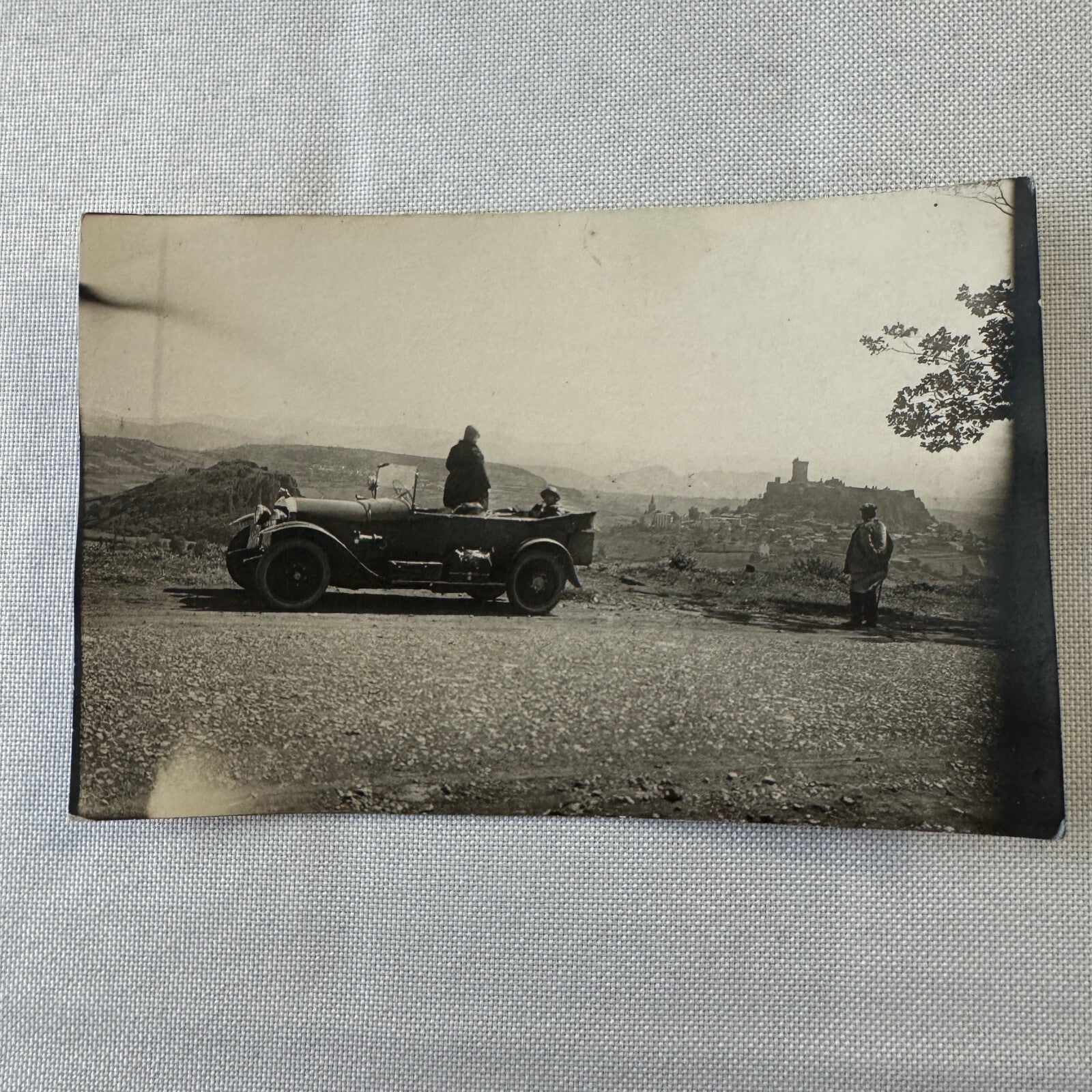 Vintage French Real Photo Postcard Post Card RPPC Automobile People Car