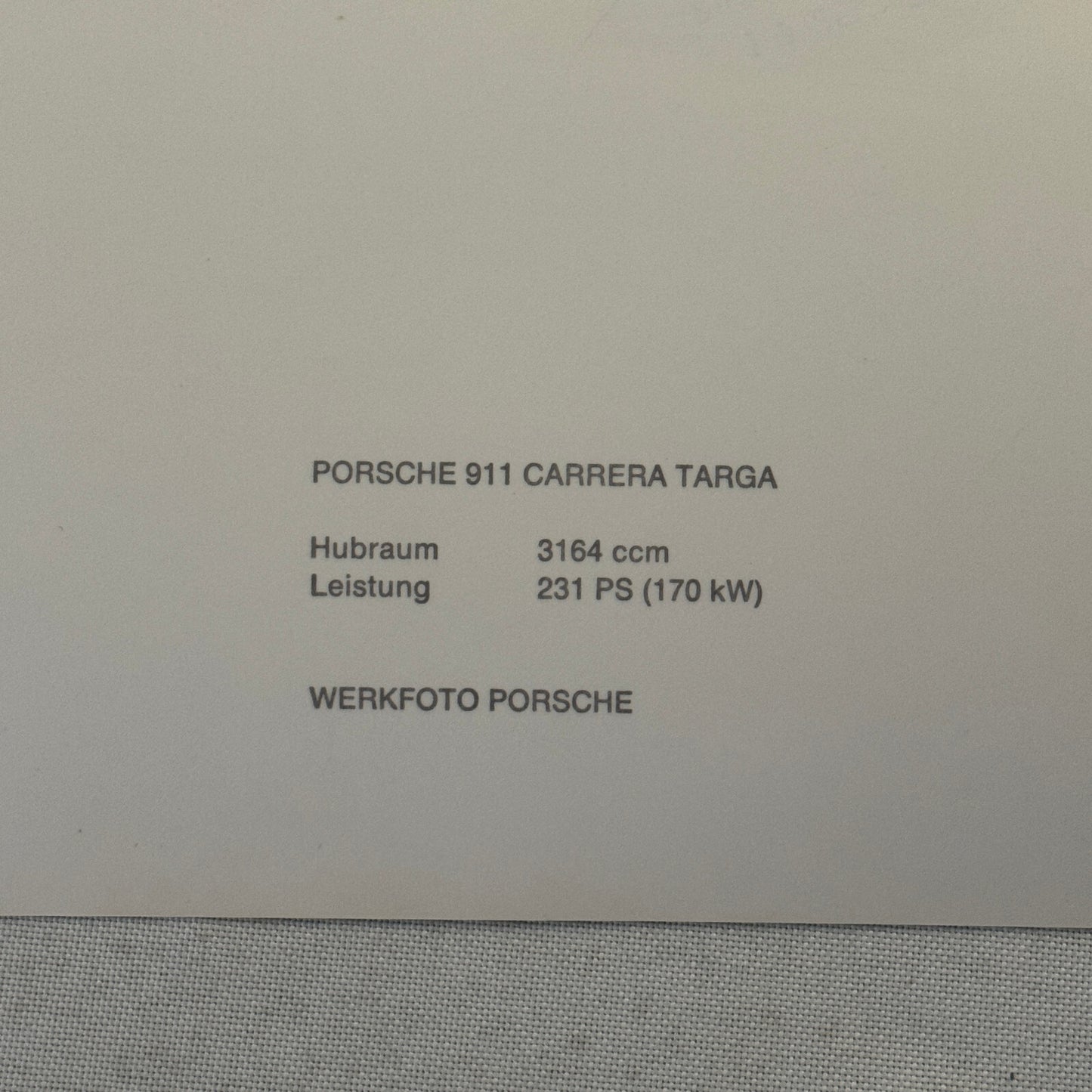 Porsche 911 Carrera Targa Car Factory Press Photo Photograph Werkfoto German