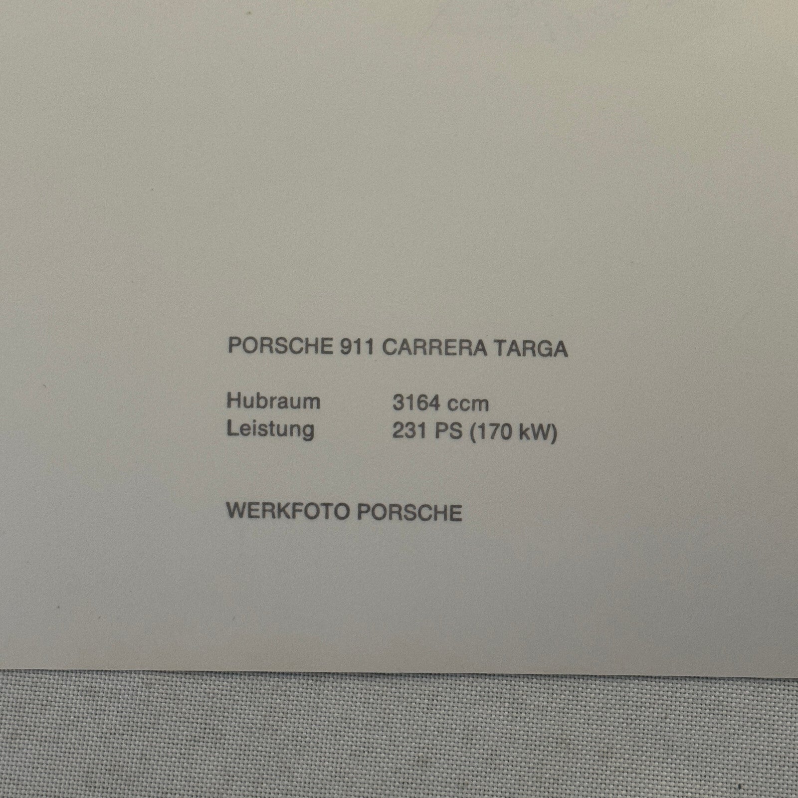 Porsche 911 Carrera Targa Car Factory Press Photo Photograph Werkfoto German