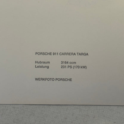 Porsche 911 Carrera Targa Car Factory Press Photo Photograph Werkfoto German