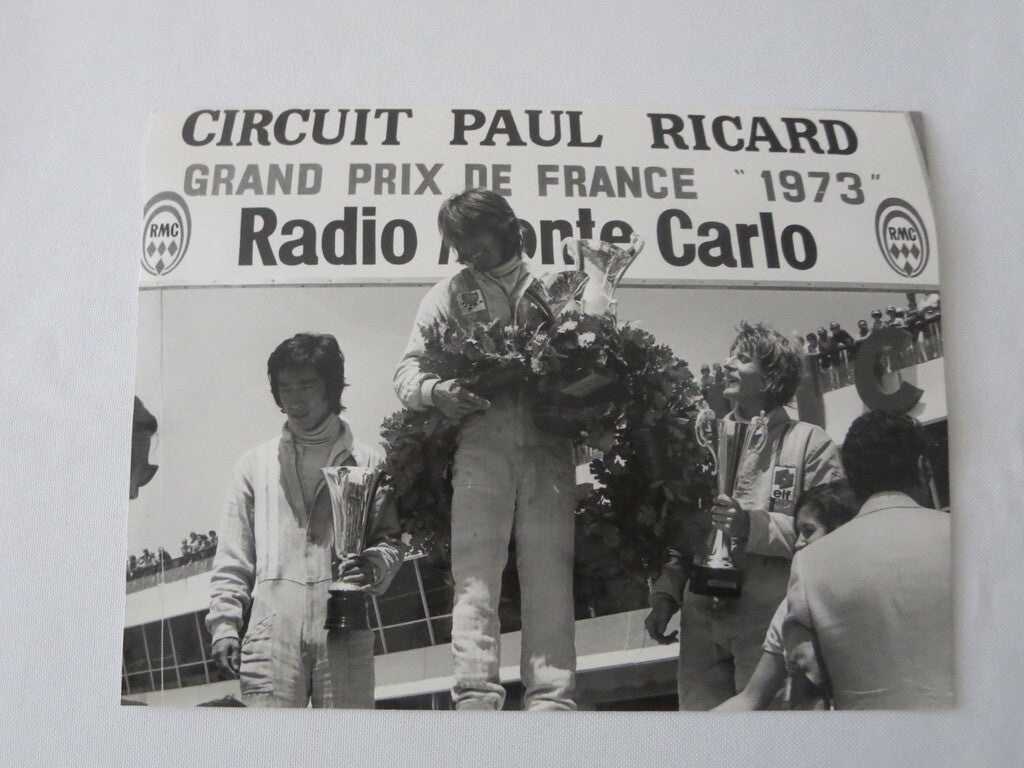 Vintage 1973 French Grand Prix Racing Photograph Photo - Drivers on the Podium