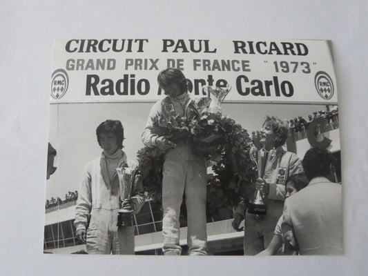 Vintage 1973 French Grand Prix Racing Photograph Photo - Drivers on the Podium