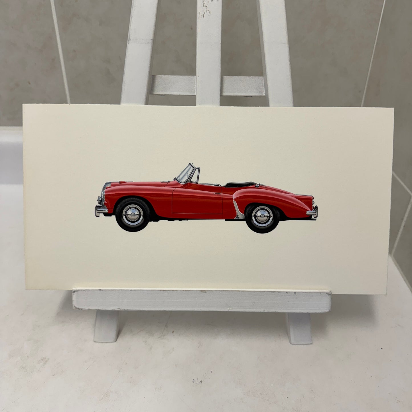 1956 Daimler Conquest Drophead Automobile Illustration Art Drawing Hand Drawn