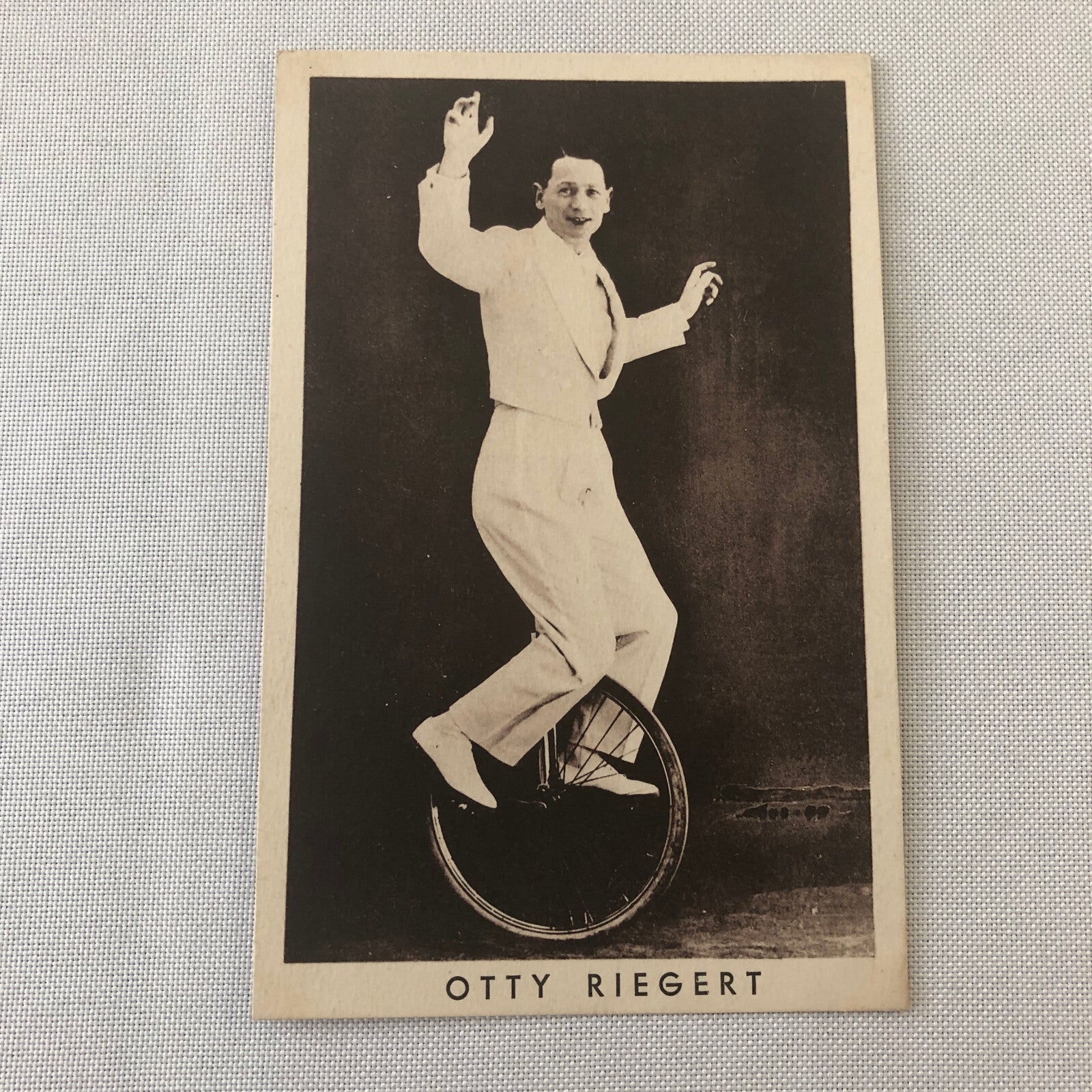 Circus Performer with Bicycle Unicycle Postcard Post Card Otty Riegert