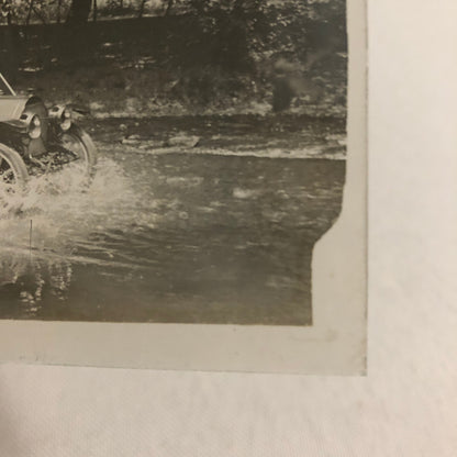 Antique Glass Plate Lantern Slide Photo Car Automobile Driving in Water