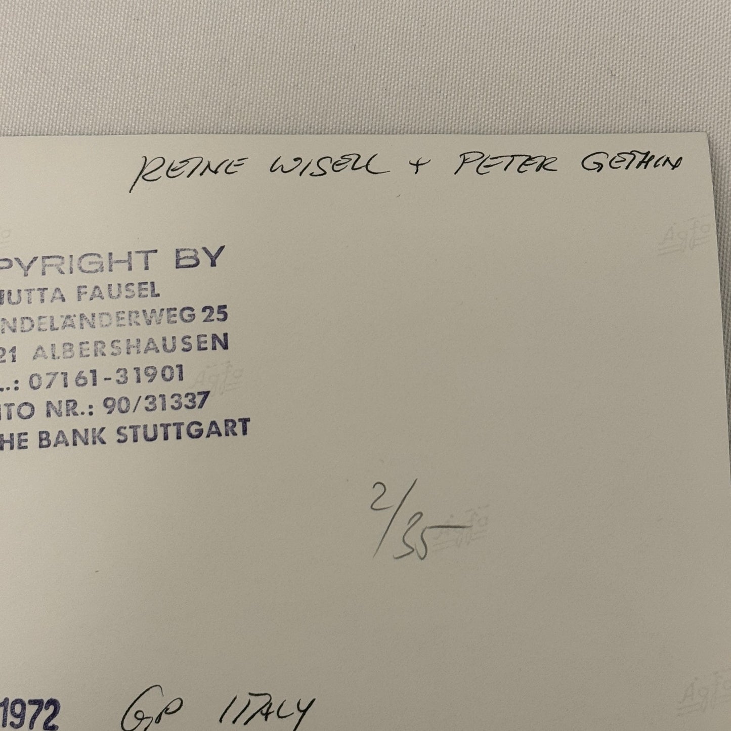 Vintage Racing Photo 1972 Italian Grand Prix Race Reine Wisell Peter Gethin