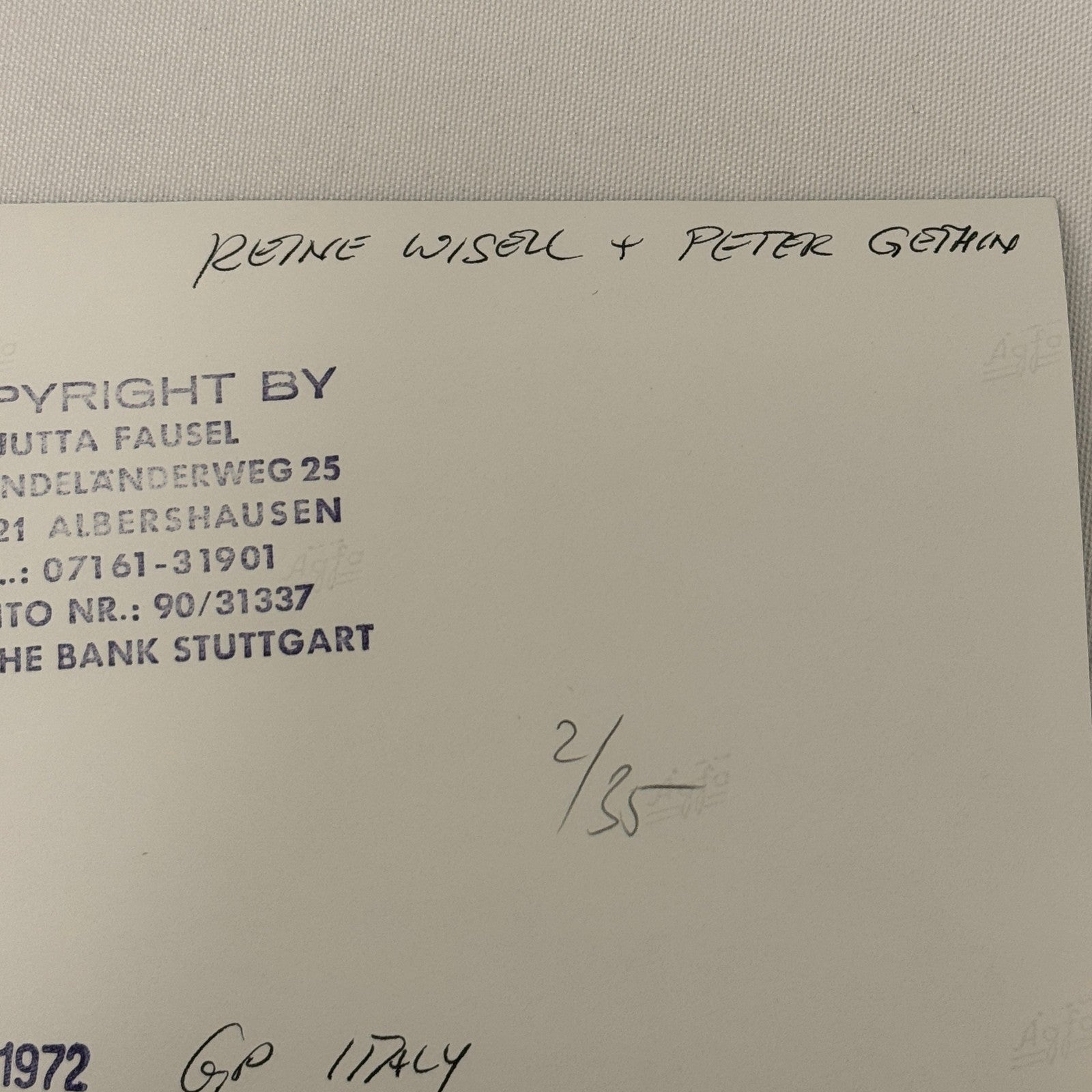 Vintage Racing Photo 1972 Italian Grand Prix Race Reine Wisell Peter Gethin