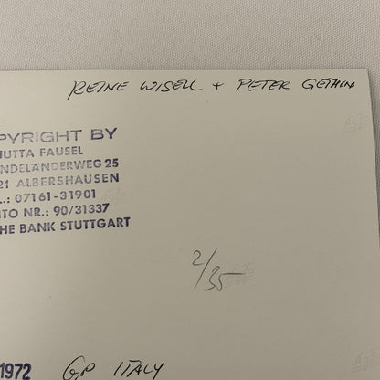 Vintage Racing Photo 1972 Italian Grand Prix Race Reine Wisell Peter Gethin