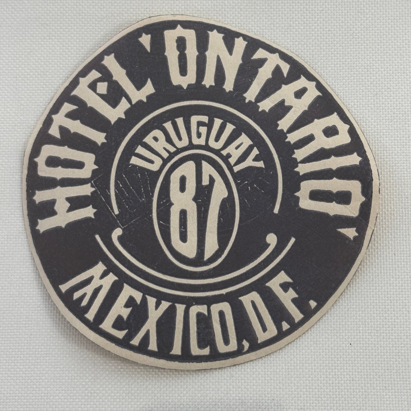 Vintage Travel Luggage Label Hotel Ontario Uruguay Mexico DF