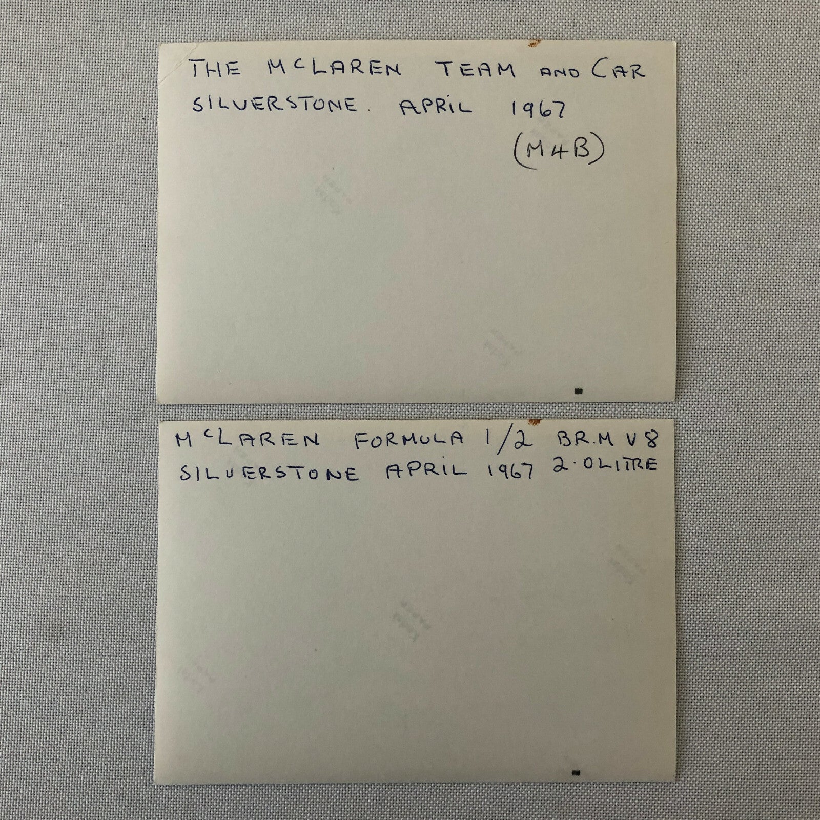 Vintage Racing Car Photo Photograph Lot of 2 - McLaren Car at Silverstone 1967
