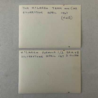 Vintage Racing Car Photo Photograph Lot of 2 - McLaren Car at Silverstone 1967