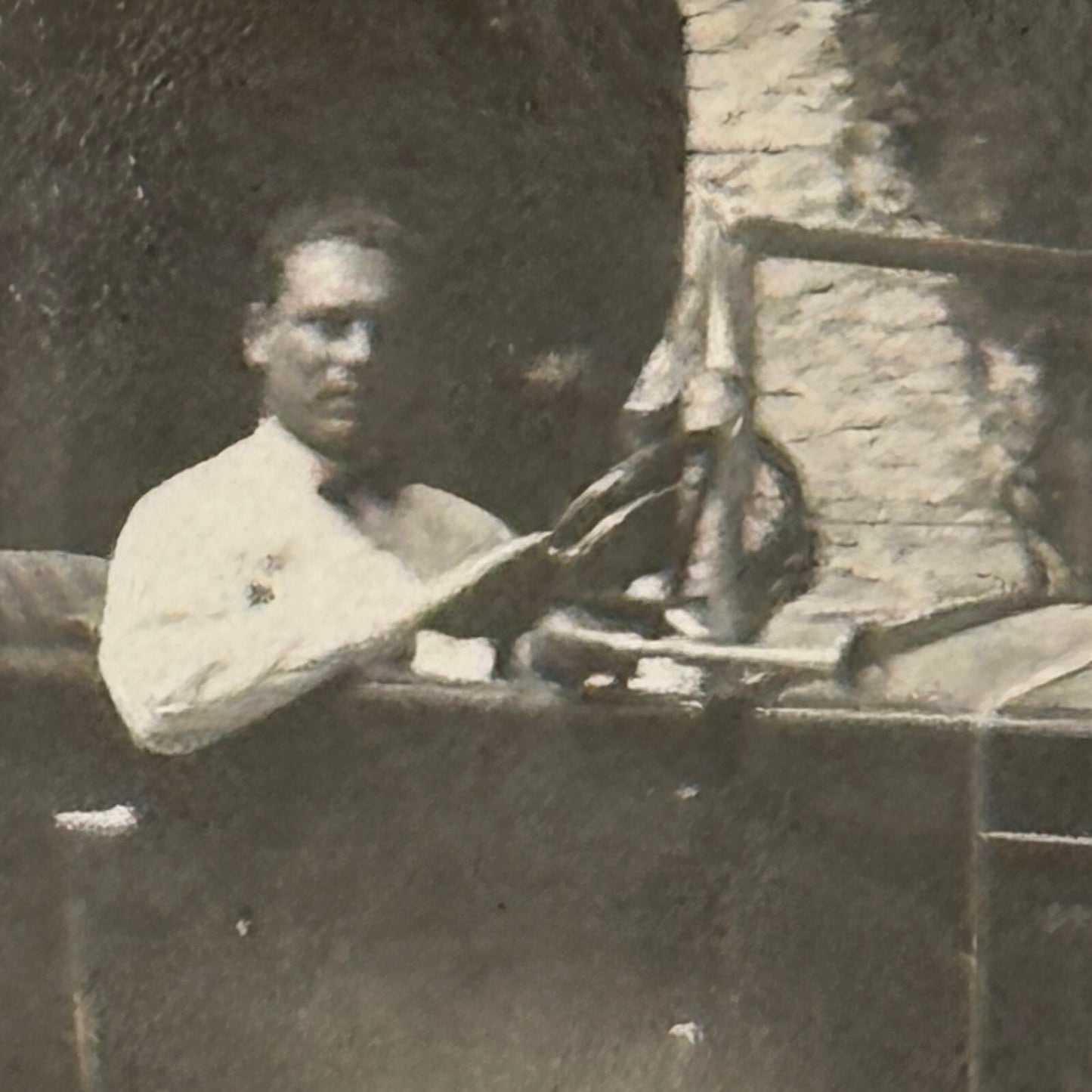 Vintage Photograph Photo Antique Man in Early Automobile Car