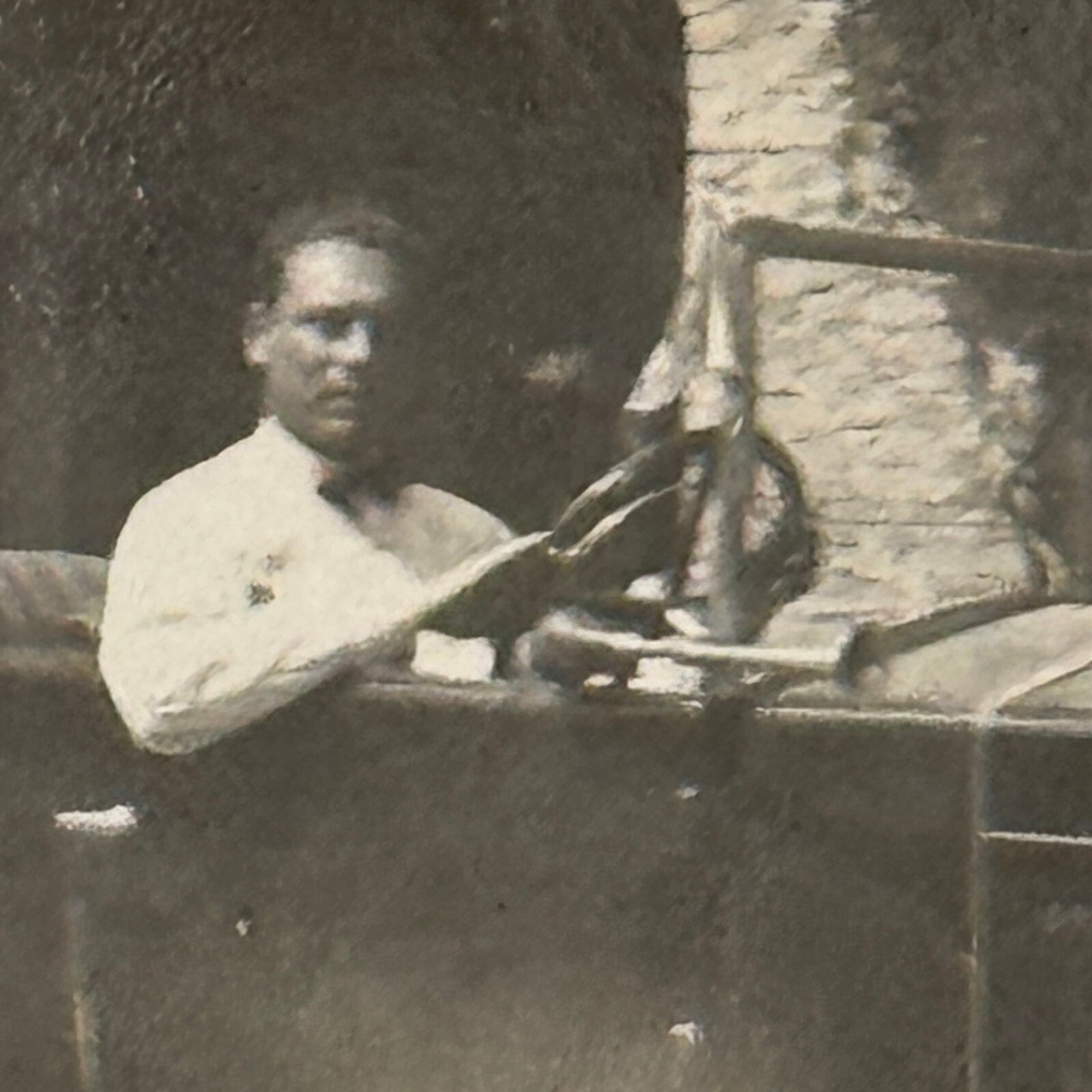Vintage Photograph Photo Antique Man in Early Automobile Car