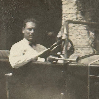 Vintage Photograph Photo Antique Man in Early Automobile Car