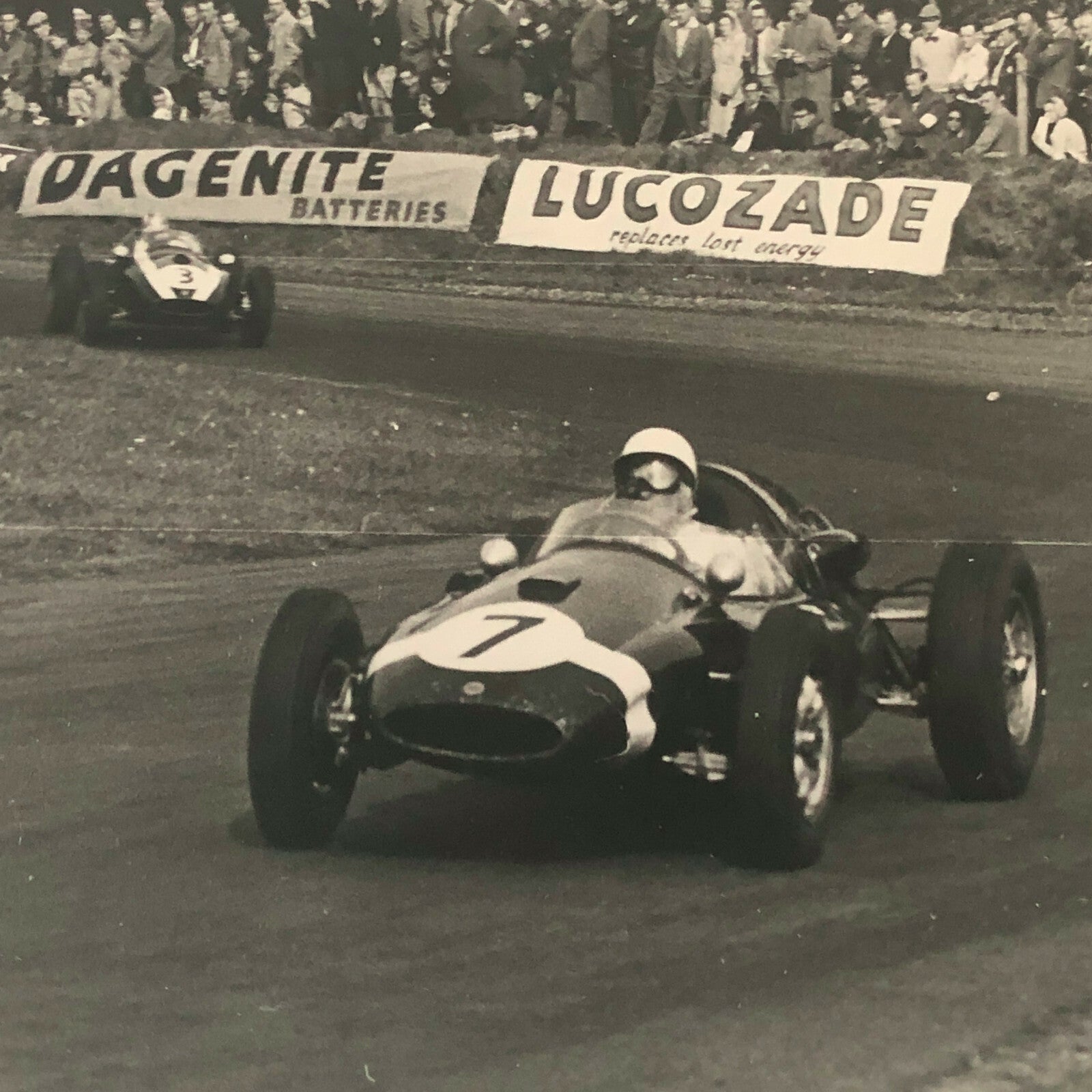 Vintage 1959 Racing Photo Photograph Driver Stirling Moss Jack Brabham Oulton