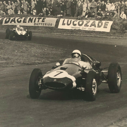 Vintage 1959 Racing Photo Photograph Driver Stirling Moss Jack Brabham Oulton