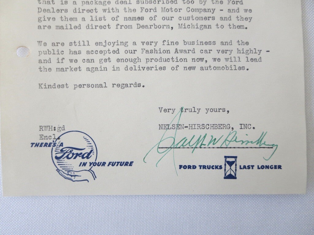 1946 - 1949 Nelsen - Hirschberg Ford Car & Truck Dealer Letter Letterhead Lot 4x