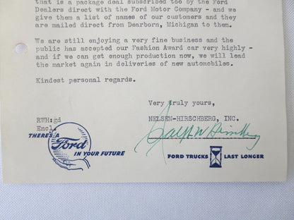 1946 - 1949 Nelsen - Hirschberg Ford Car & Truck Dealer Letter Letterhead Lot 4x