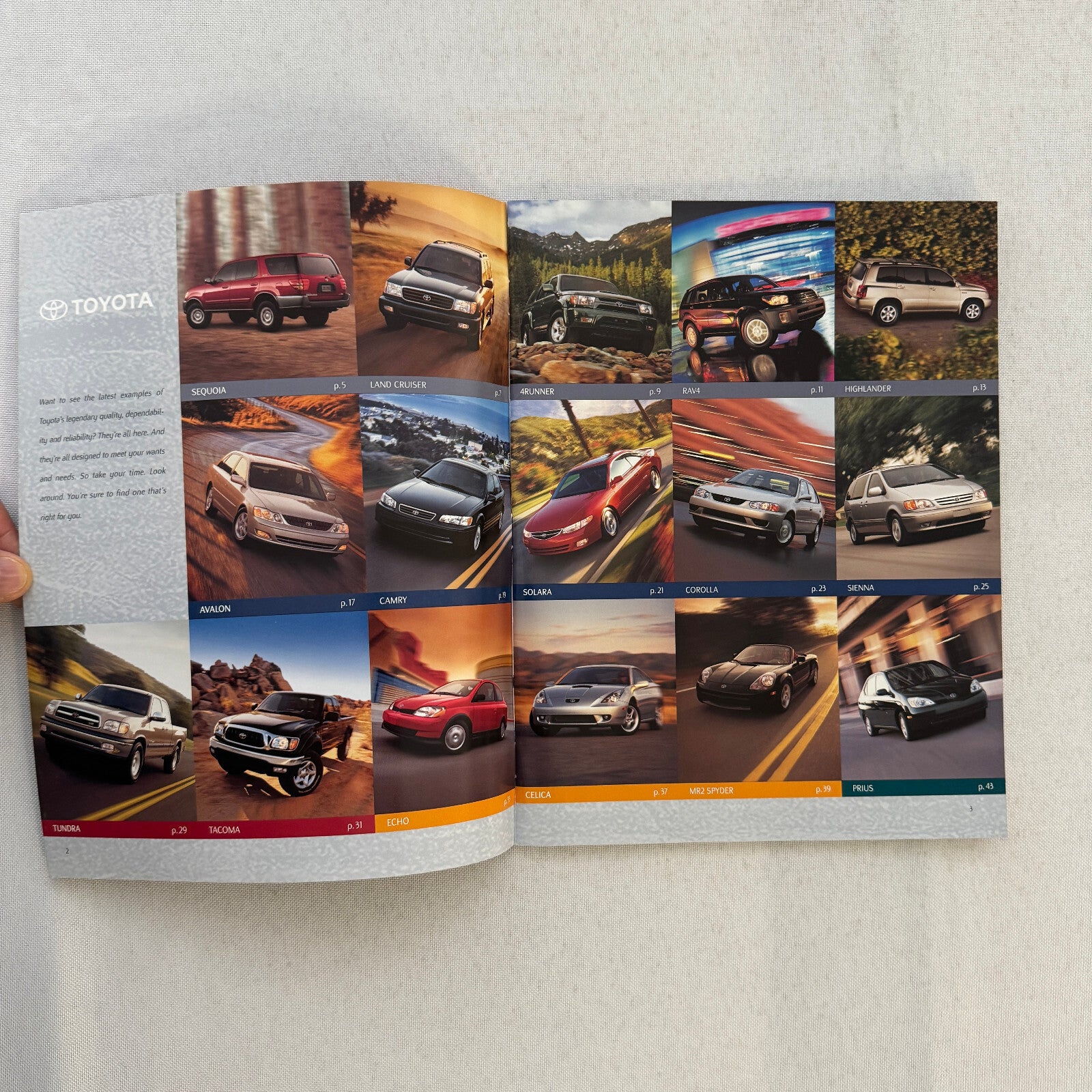 2001 Toyota Sales Brochure Catalog Tacoma Pickup Echo Celica MR2 Rav4 4Runner +