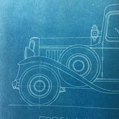 1932 Coachbuilder Car Design Blueprint Rendering Blue Print Taxi Body Style