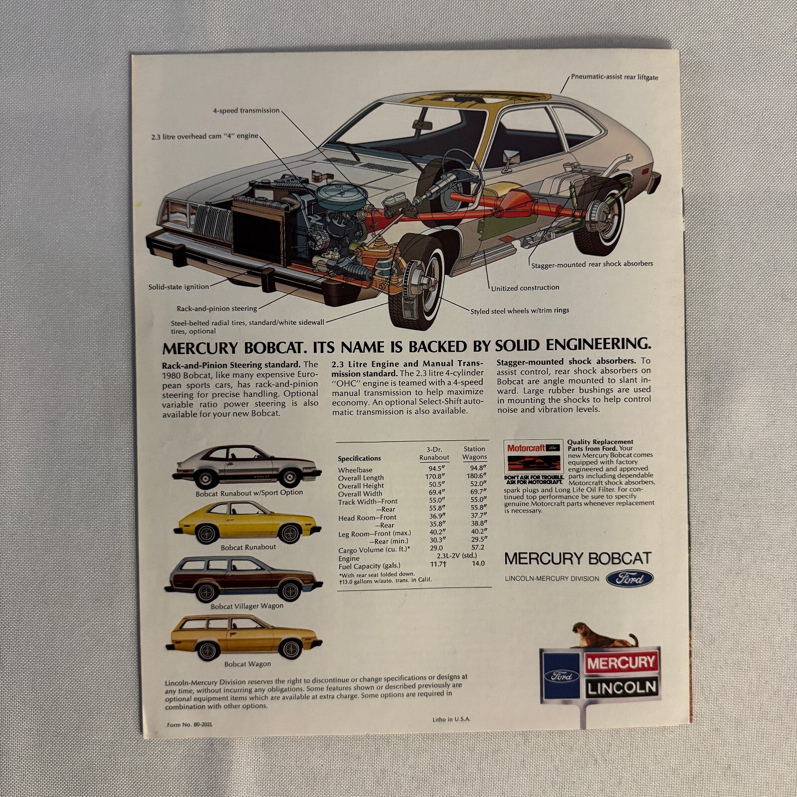 1980 Mercury Bobcat Car Sales Brochure Catalog Bobcat Runabout Villager Wagon