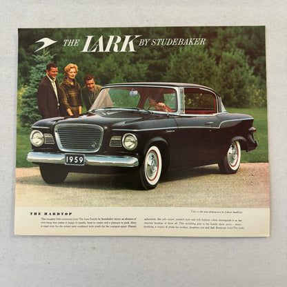 1959 Studebaker Lark Hardtop Car Sales Brochure Catalog Vintage Advertising