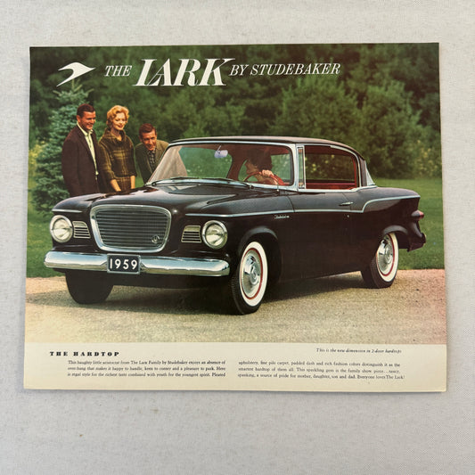 1959 Studebaker Lark Hardtop Car Sales Brochure Catalog Vintage Advertising