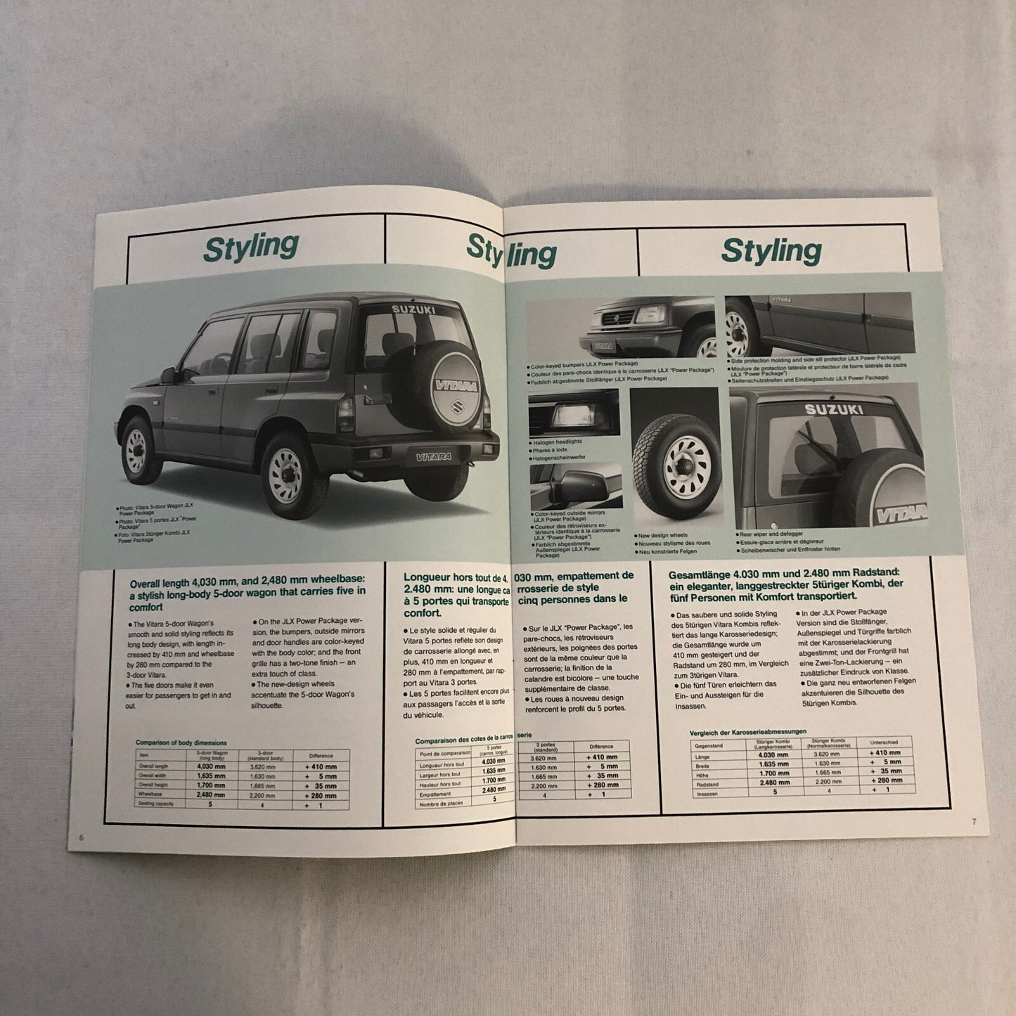 Suzuki Vitara 5-Door Wagon Press Kit Brochure Catalog 1991