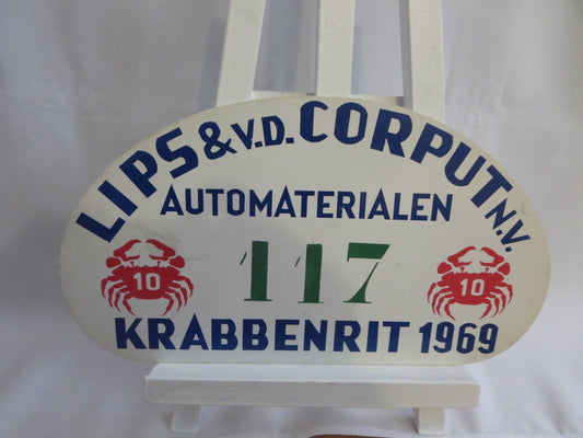 Vintage 1969 Krabbenrit Official Car Club Rally Plate Plaque Sign Rallye Crab 