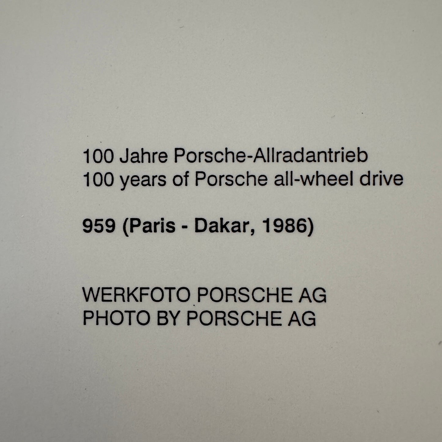 Porsche 959 Paris Dakar Safari Rally Rallye Car Racing Factory Photo Photograph