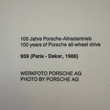 Porsche 959 Paris Dakar Safari Rally Rallye Car Racing Factory Photo Photograph