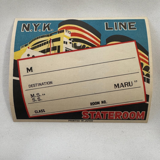 Vintage NYK Steamship Line Japan Luggage Travel Label NOS Unused