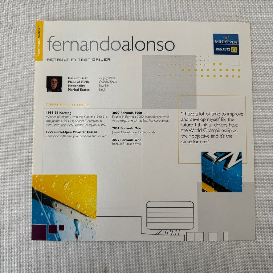 2002 Renault Mild Seven F1 Formula One Team Press Kit Brochure CD
