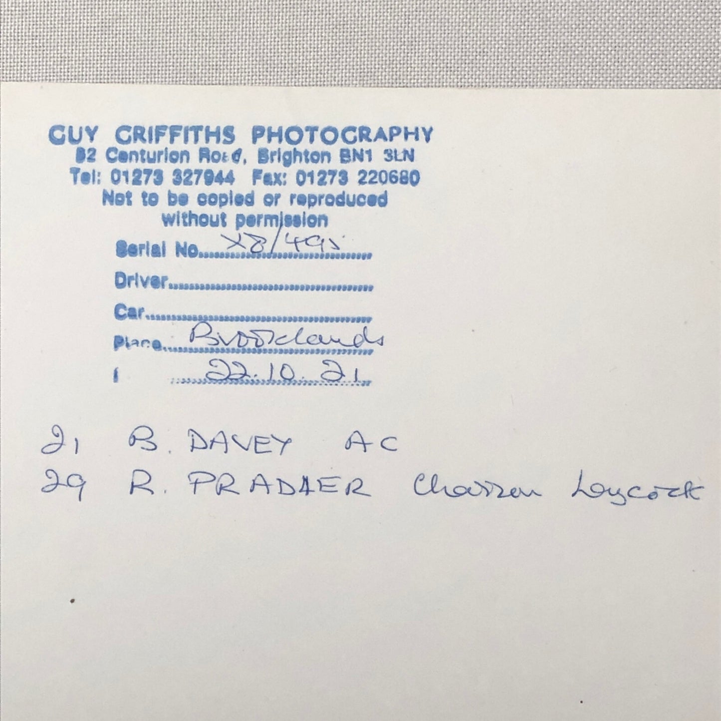 Vintage Car Racing Photo Photograph Charron Laycock AC - Modern Era Print 