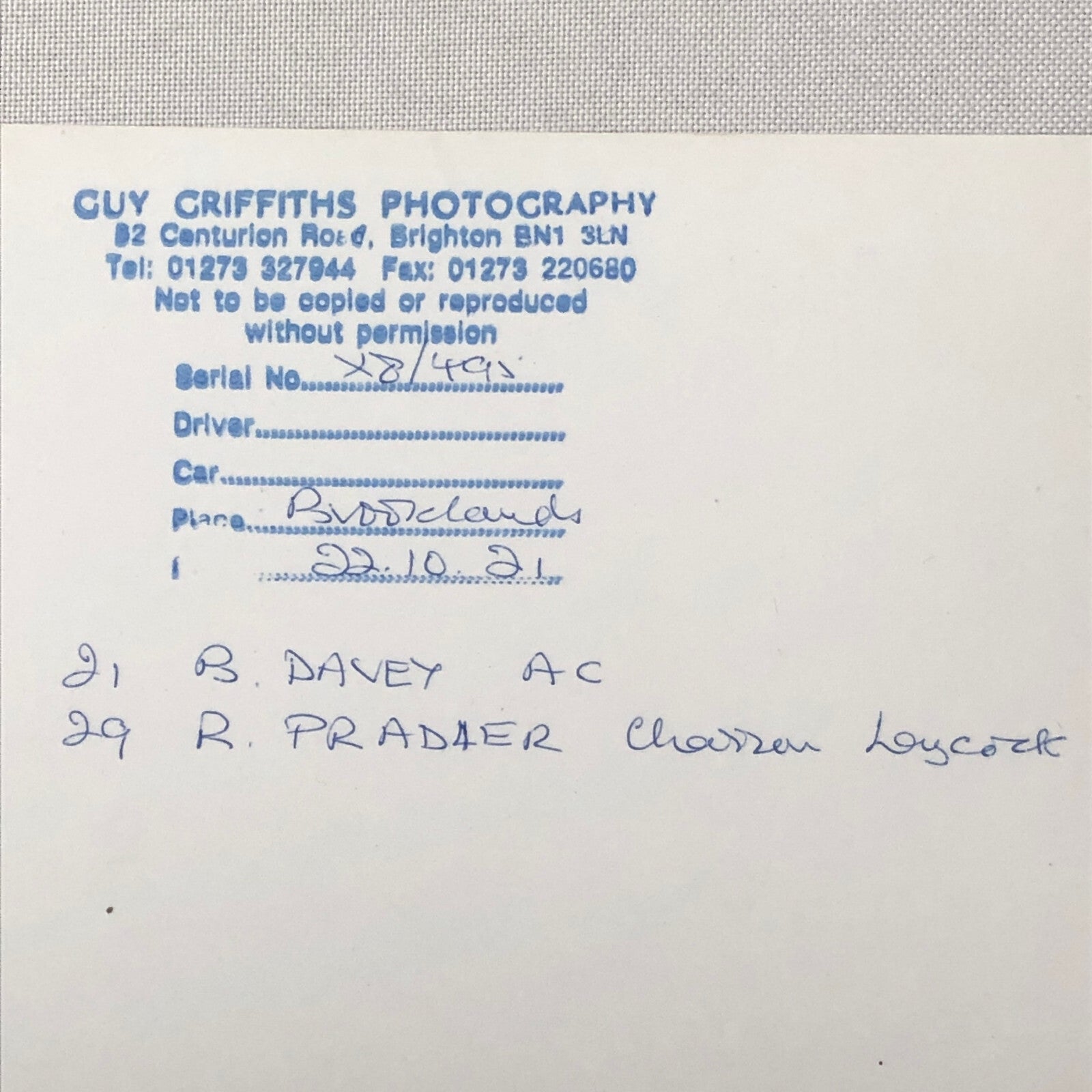 Vintage Car Racing Photo Photograph Charron Laycock AC - Modern Era Print 