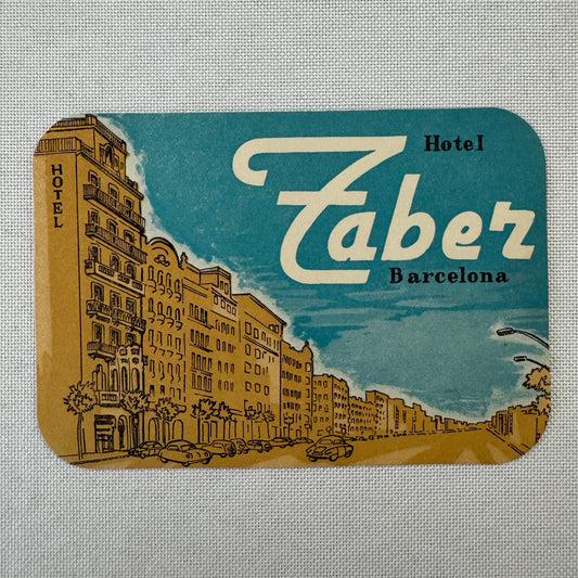 Vintage Hotel Travel Label Hotel Faber Barcelona Spain Espana