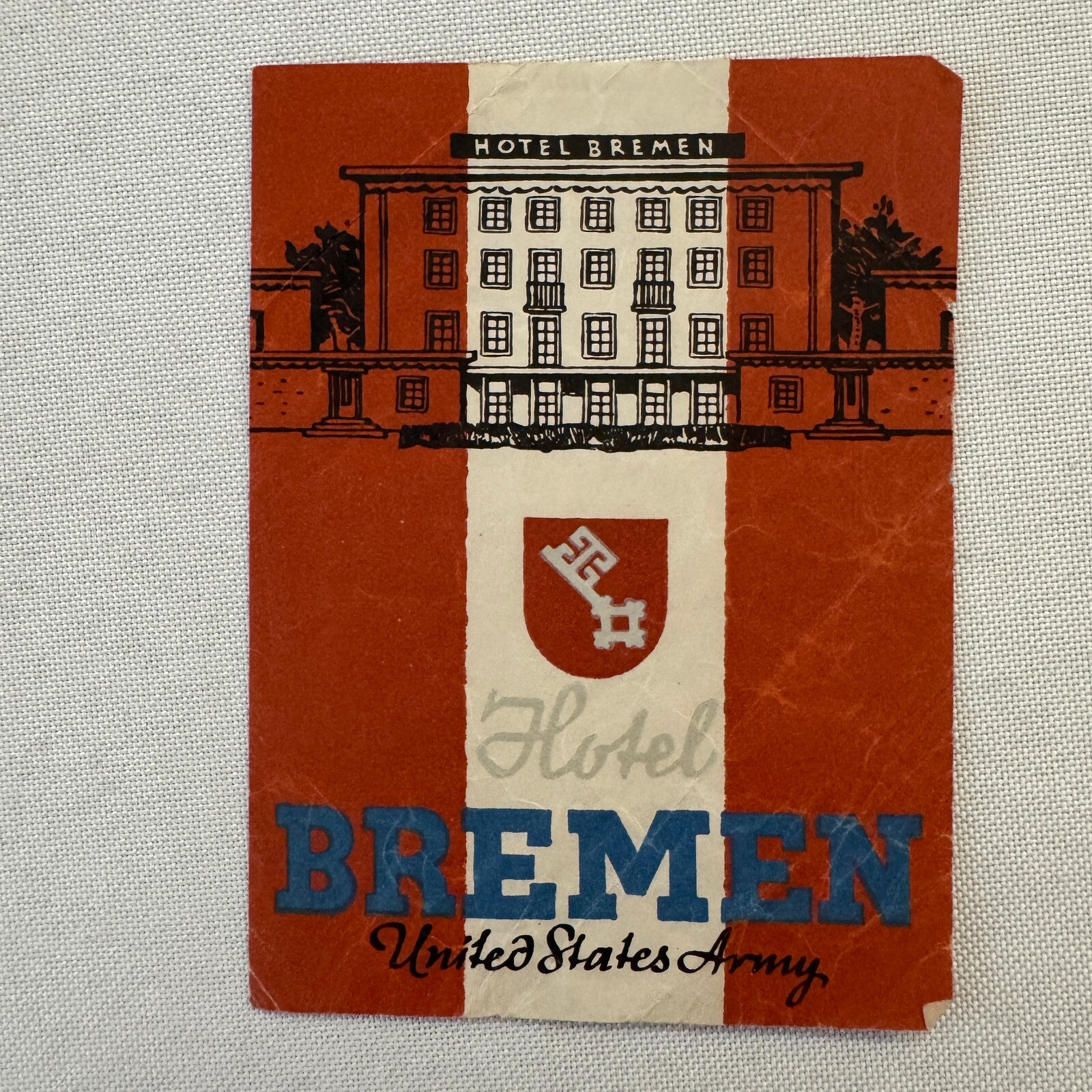Vintage Hotel Travel Label Hotel Bremen United States Army Germany