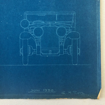 1930 Coachbuilder Car Design Blueprint Rendering Blue Print Phaeton Body Style 