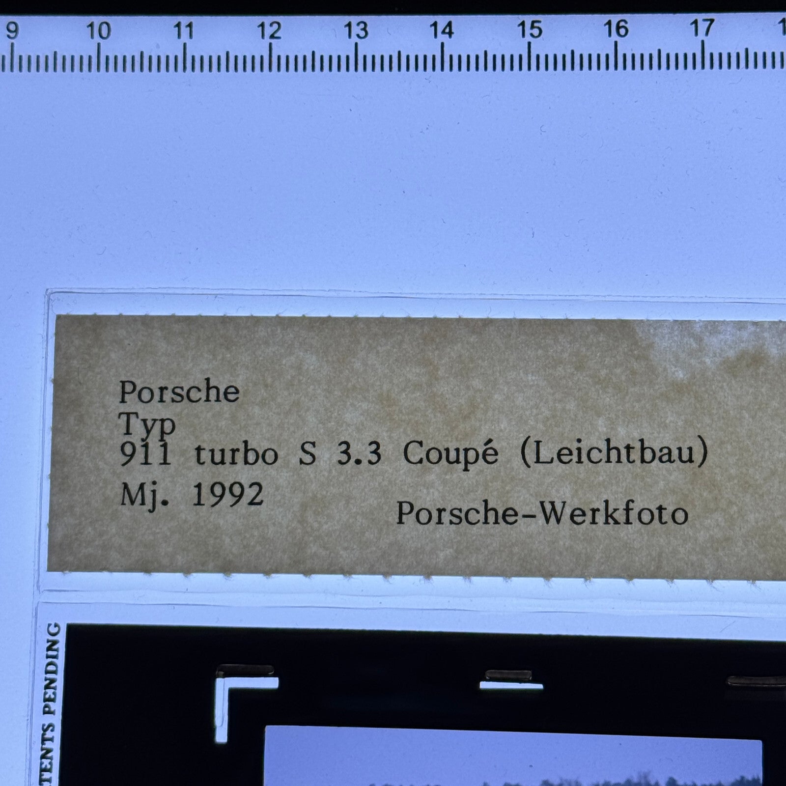 1992 Porsche 911 Turbo S 3.3 Coupe Leichtbau Film Photo Slide Transparency