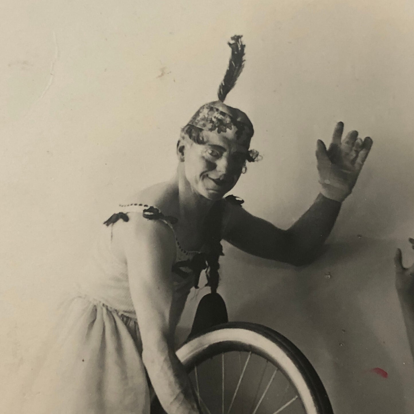 Circus Real Photo Postcard RPPC Acrobats Balancing Bicycle Act Man Woman Clown