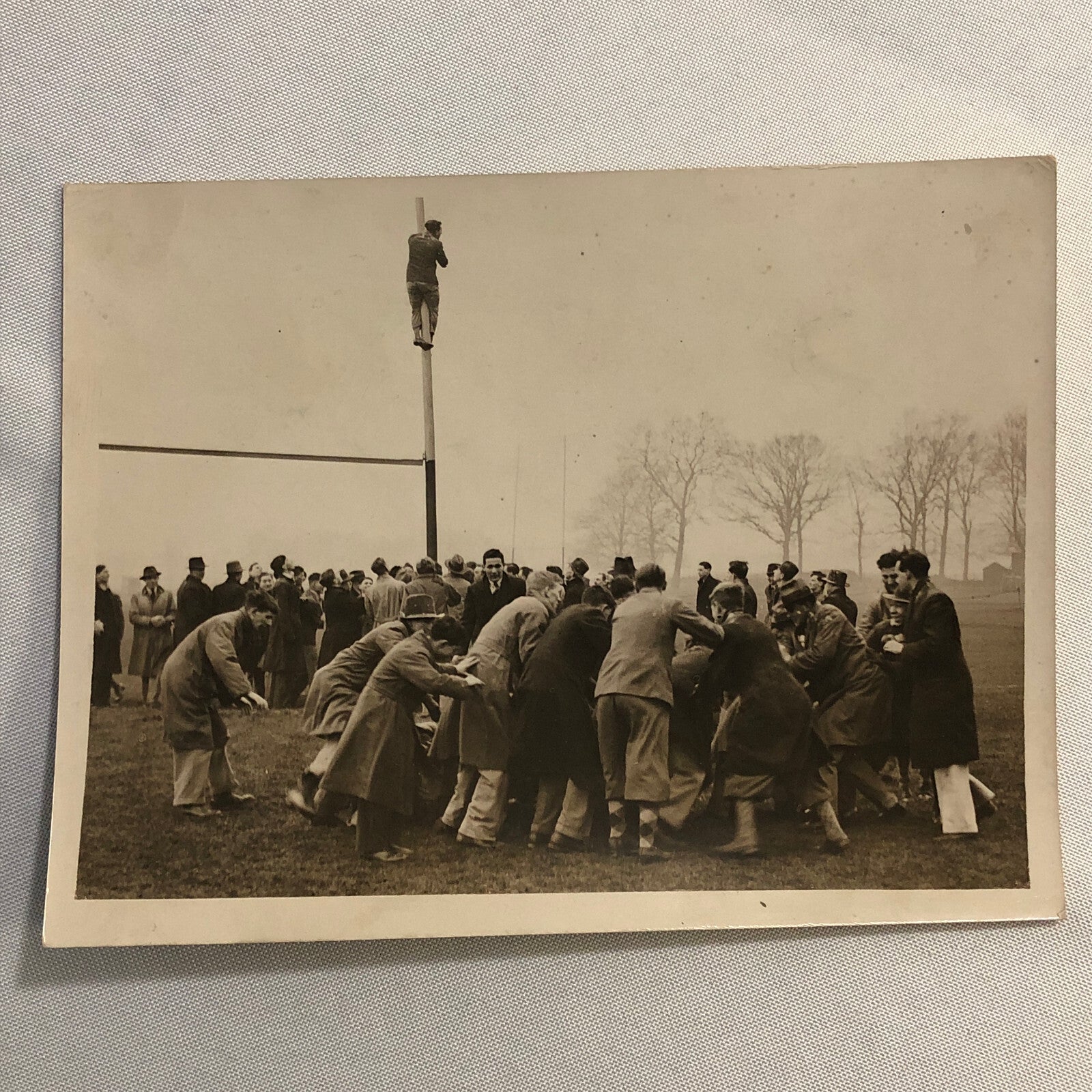 Press Photo Photograph 1932 Rugby Match London UK ? Keystone Photo Hospital Cup