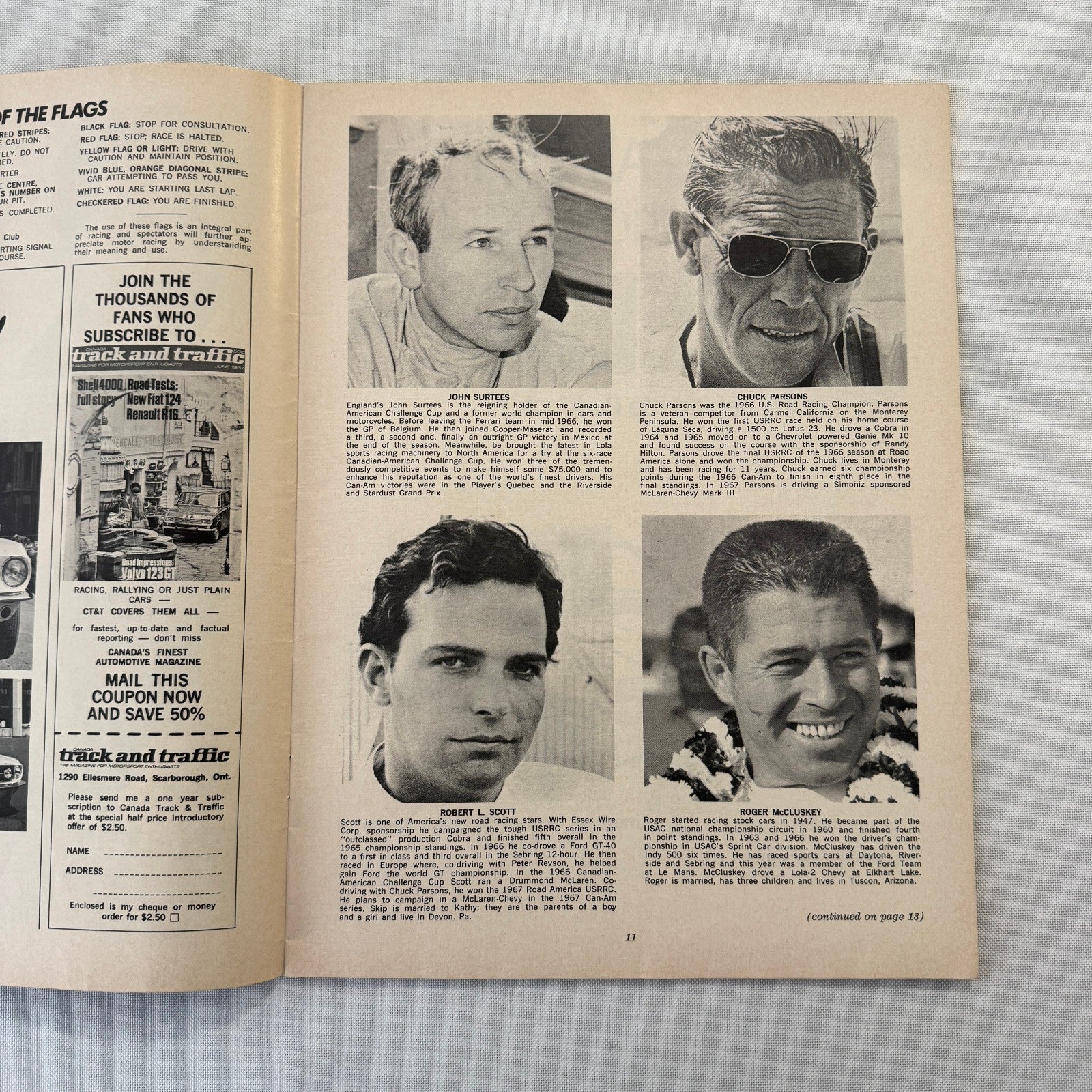 1967 Can Am Racing Program Players 200 Mosport Canada CanAm Bruce McLaren +