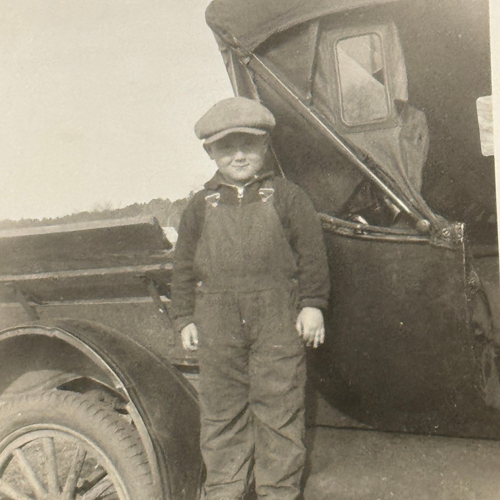 Vintage Car Photo Photograph Print Child with Automobile Snapshot