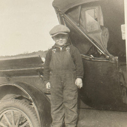 Vintage Car Photo Photograph Print Child with Automobile Snapshot