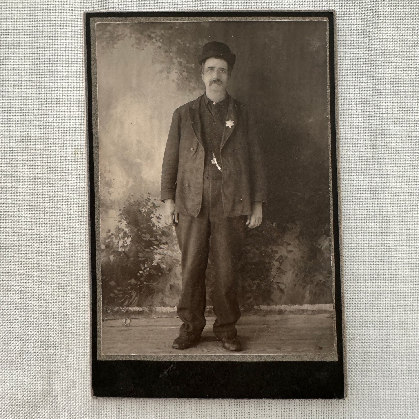 Antique Cabinet Card Photo Sheriff Lawman Badge 1890s James Mason Photograph