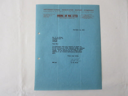 1946 - 1947 International Harvester Export Letter Letterhead Document Lot of 4