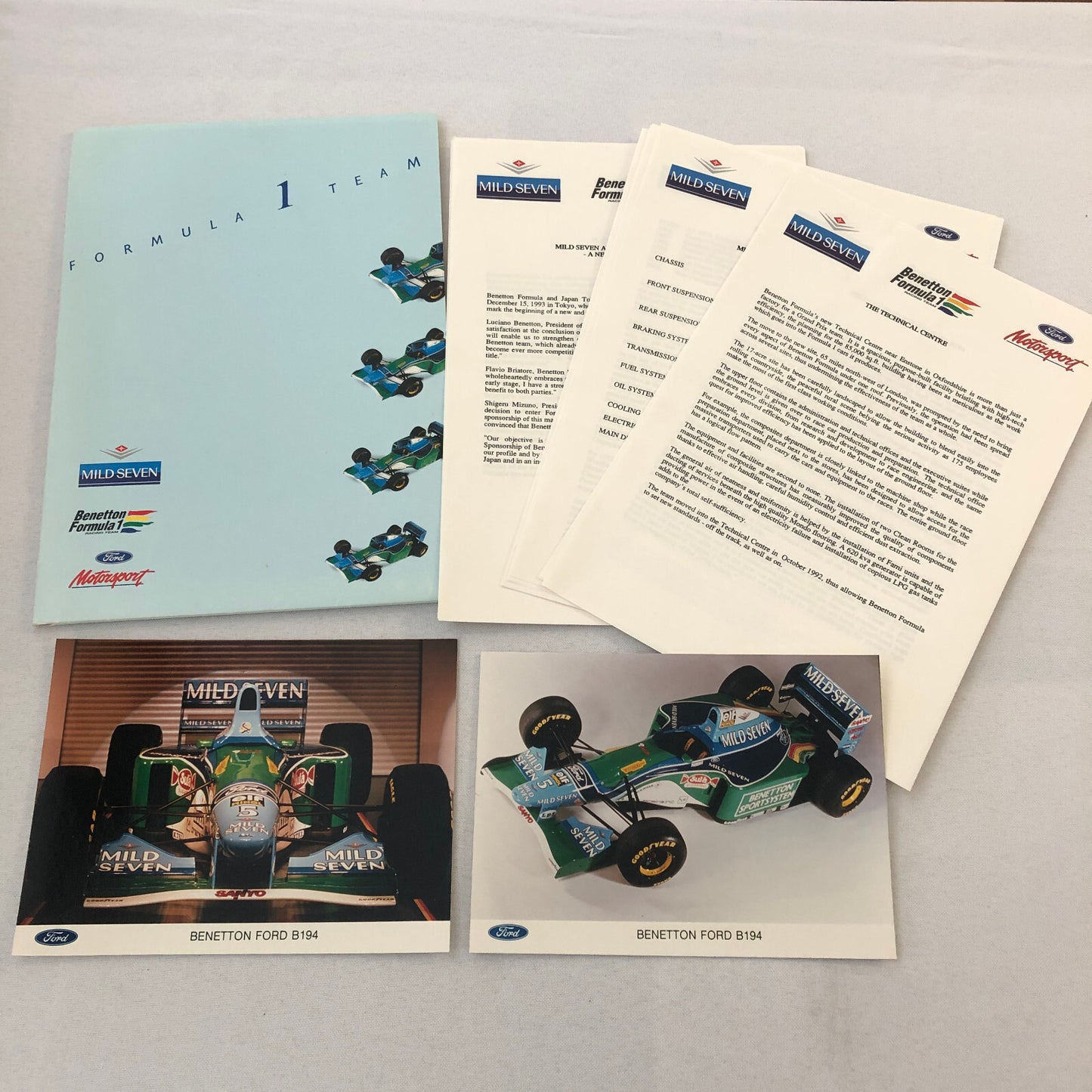 Benetton Ford B194 Racing Car Press Kit with Photos