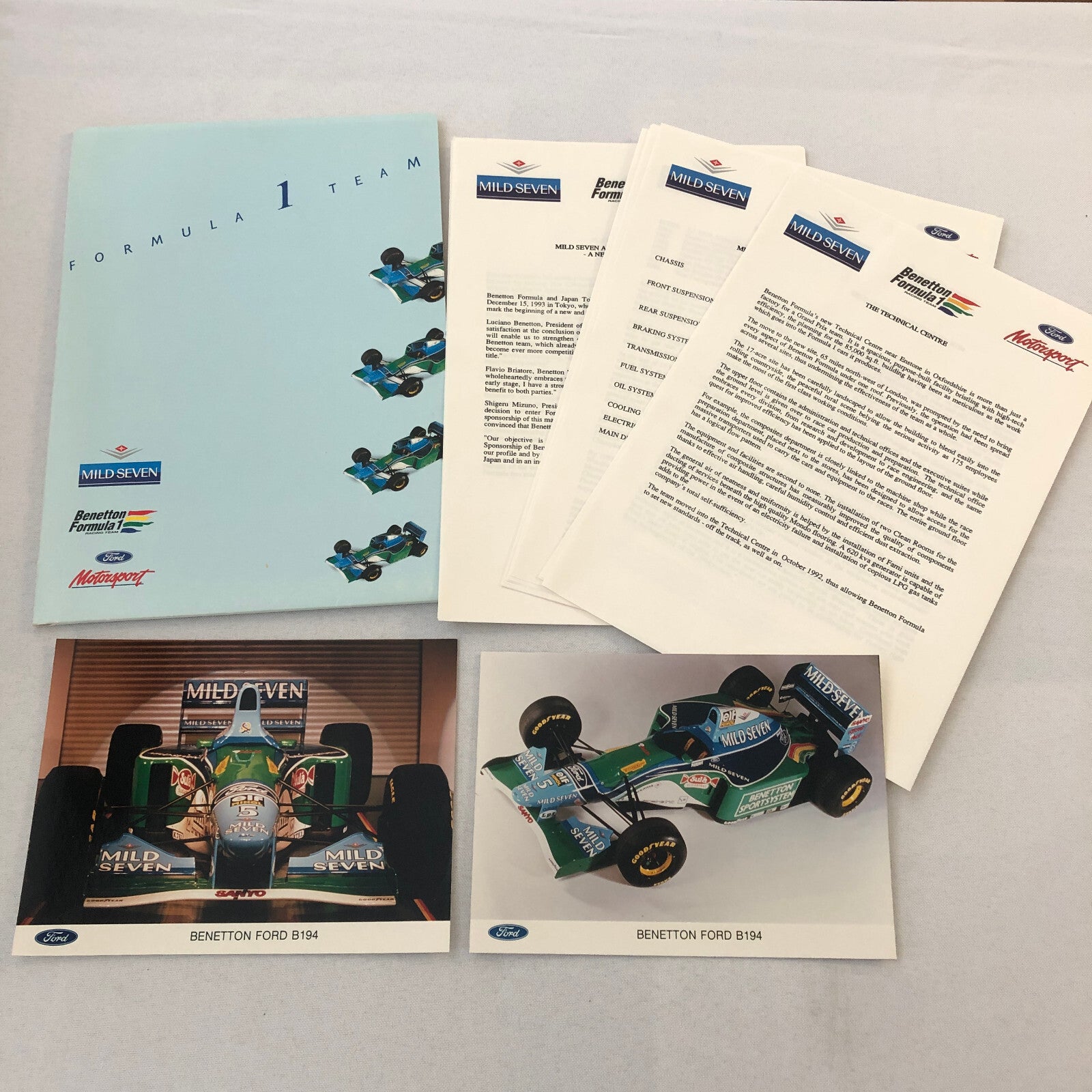 Benetton Ford B194 Racing Car Press Kit with Photos